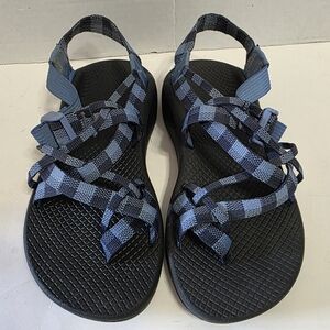 Chaco Z Cloud Blue Checked Strappy Sandals Women Sz 7